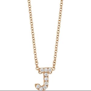 18k Rose Gold Pave Diamond Initial J necklace